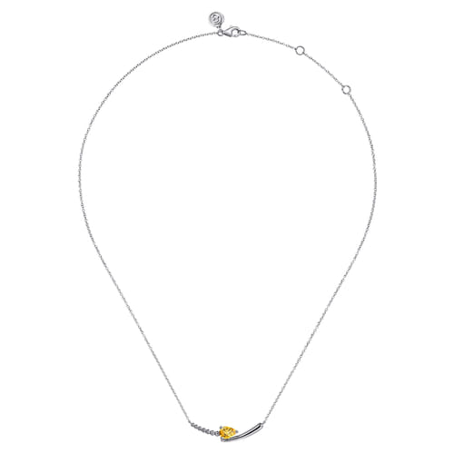 925 Sterling Silver Bujukan and Citrine Bypass Bar Necklace