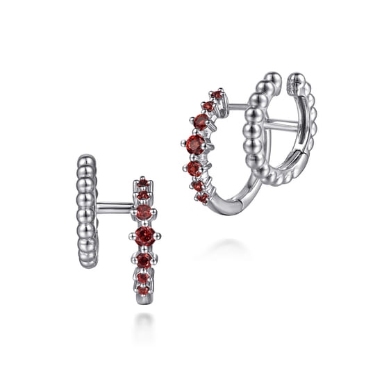 Gabriel - 925 Sterling Silver Bujukan and Garnet Stuggies Earrings