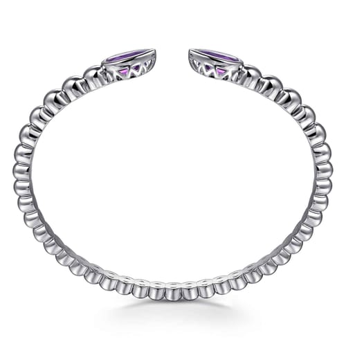 925 Sterling Silver Bujukan and Pear Shape Amethyst Split Bangle Bracelet