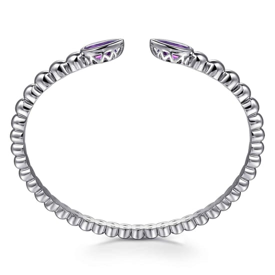 925 Sterling Silver Bujukan and Pear Shape Amethyst Split Bangle Bracelet angle 3