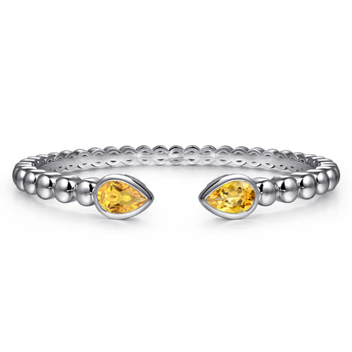 925 Sterling Silver Bujukan and Pear Shape Citrine Split Bangle Bracelet 925 Sterling Silver Bujukan and Pear Shape Citrine Split Bangle Bracelet