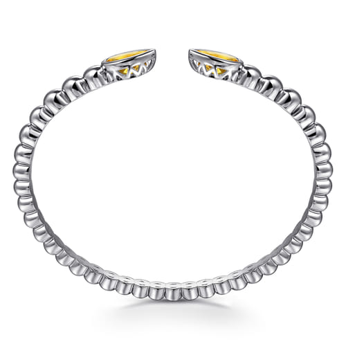 925 Sterling Silver Bujukan and Pear Shape Citrine Split Bangle Bracelet 925 Sterling Silver Bujukan and Pear Shape Citrine Split Bangle Bracelet