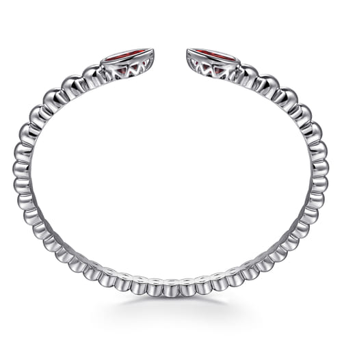 925 Sterling Silver Bujukan and Pear Shape Garnet Split Bangle Bracelet 925 Sterling Silver Bujukan and Pear Shape Garnet Split Bangle Bracelet