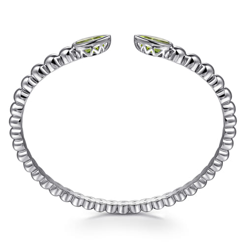 925 Sterling Silver Bujukan and Pear Shape Peridot Split Bangle Bracelet 925 Sterling Silver Bujukan and Pear Shape Peridot Split Bangle Bracelet