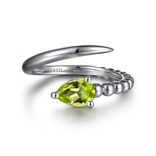 Gabriel - 925 Sterling Silver Bujukan and Peridot Bypass Ring