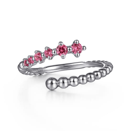 925 Sterling Silver Bujukan and Pink Tourmaline Bypass Ring 925 Sterling Silver Bujukan and Pink Tourmaline Bypass Ring