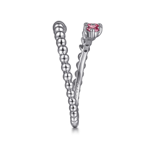 925 Sterling Silver Bujukan and Pink Tourmaline Bypass Ring 925 Sterling Silver Bujukan and Pink Tourmaline Bypass Ring