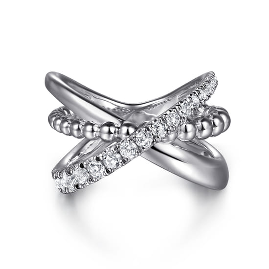 Gabriel - 925 Sterling Silver Bujukan and White Sapphire Cris Cross Ladies Ring Gabriel - 925 Sterling Silver Bujukan and White Sapphire Cris Cross Ladies Ring