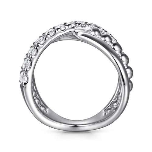 925 Sterling Silver Bujukan and White Sapphire Cris Cross Ladies Ring