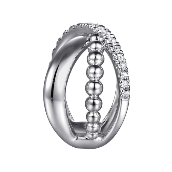 925 Sterling Silver Bujukan and White Sapphire Cris Cross Ladies Ring angle 4 925 Sterling Silver Bujukan and White Sapphire Cris Cross Ladies Ring angle 4