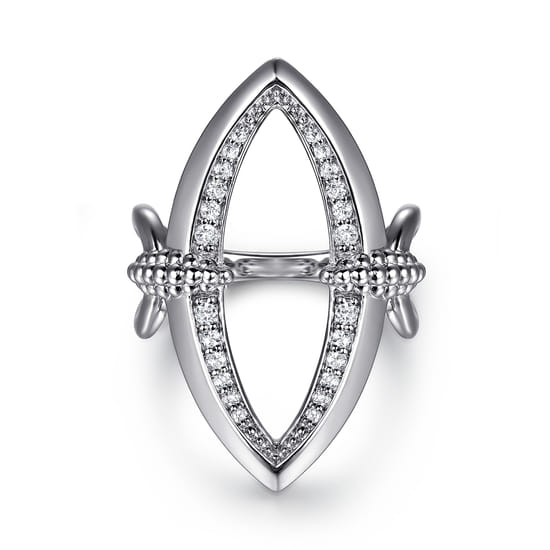 Gabriel - 925 Sterling Silver Bujukan and White Sapphire Marquise Ladies Ring Gabriel - 925 Sterling Silver Bujukan and White Sapphire Marquise Ladies Ring