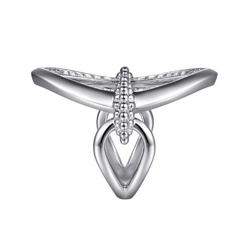 925 Sterling Silver Bujukan and White Sapphire Marquise Ladies Ring
