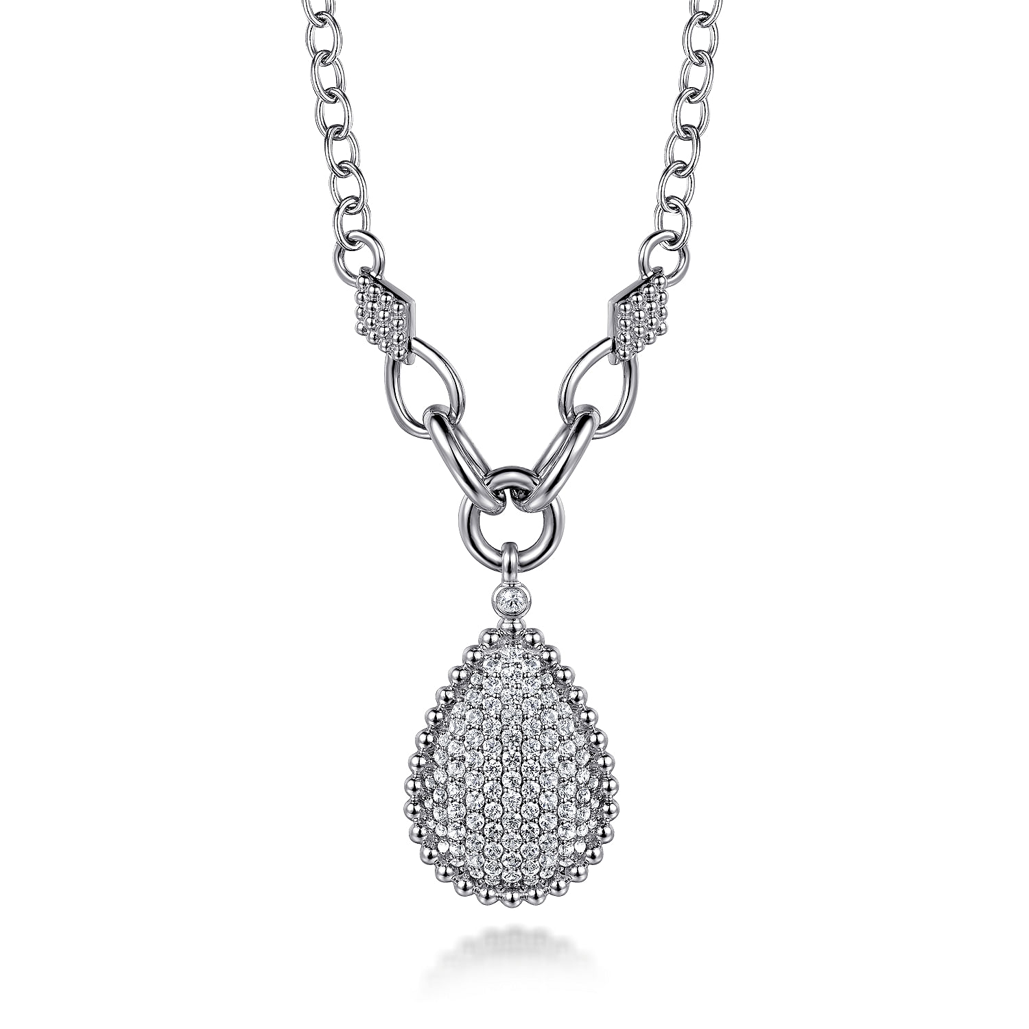925 Sterling Silver Bujukan and White Sapphire Pendant Necklace