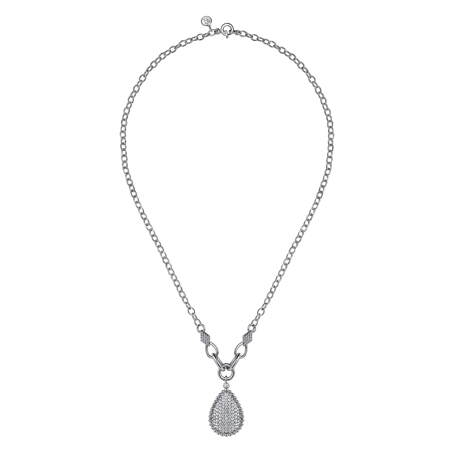 925 Sterling Silver Bujukan and White Sapphire Pendant Necklace