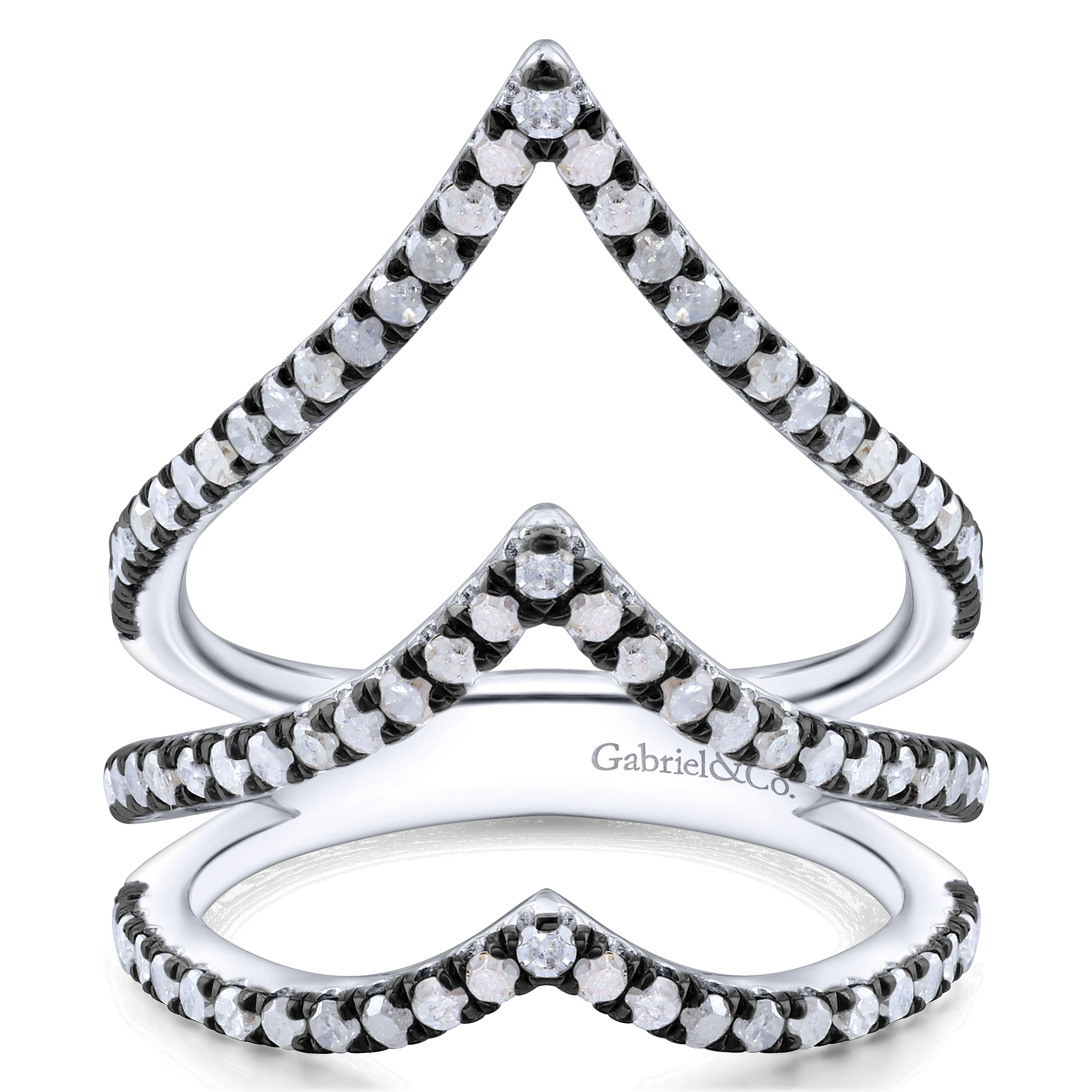 Gabriel - 925 Sterling Silver Chevron Ladies' Ring