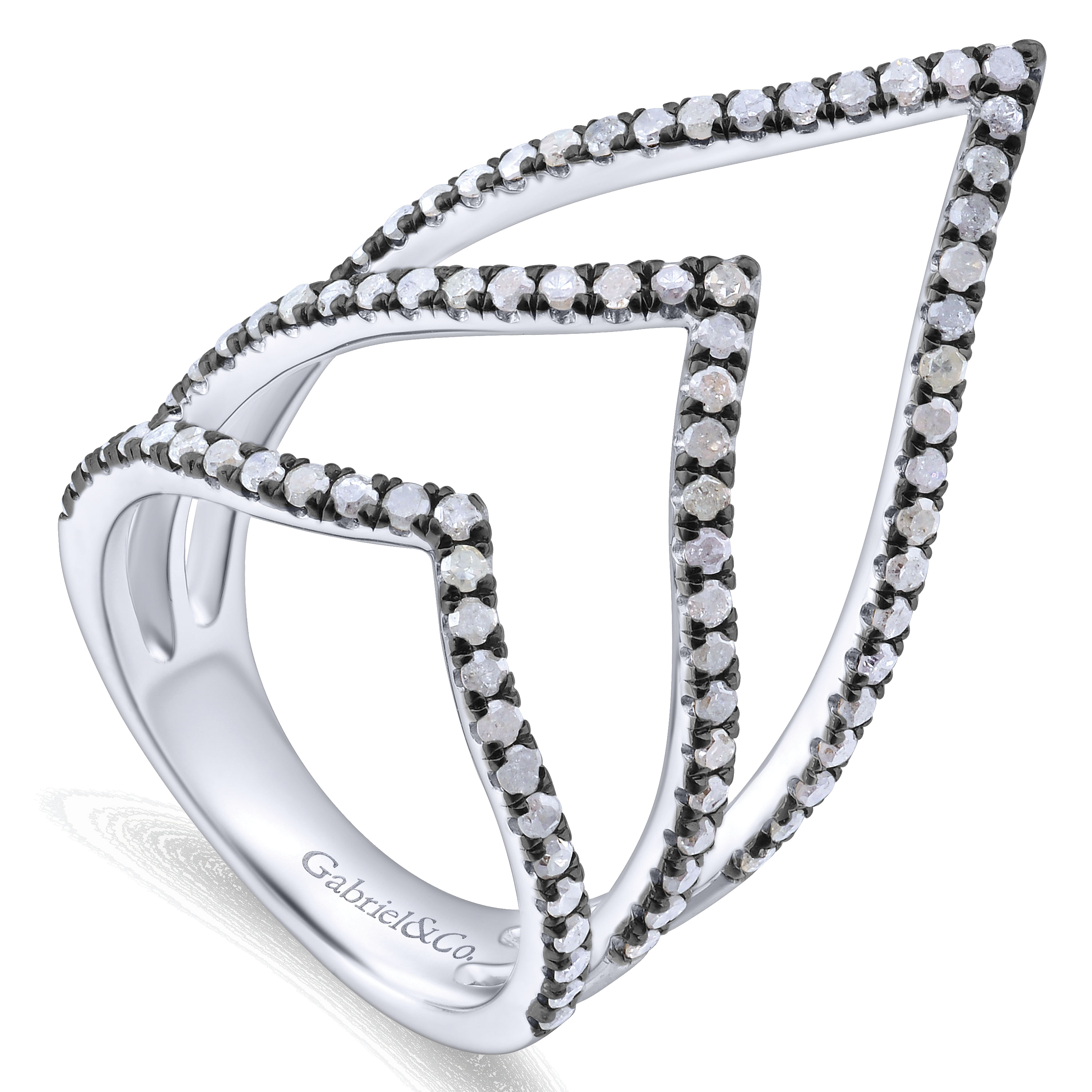 925 Sterling Silver Chevron Ladies' Ring