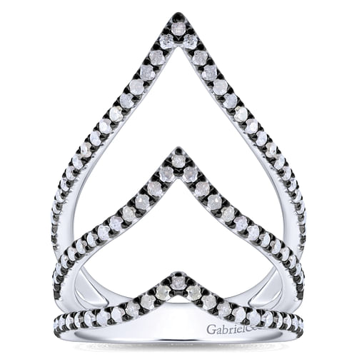 925 Sterling Silver Chevron Ladies' Ring