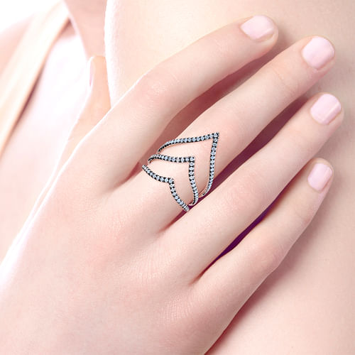 925 Sterling Silver Chevron Ladies' Ring