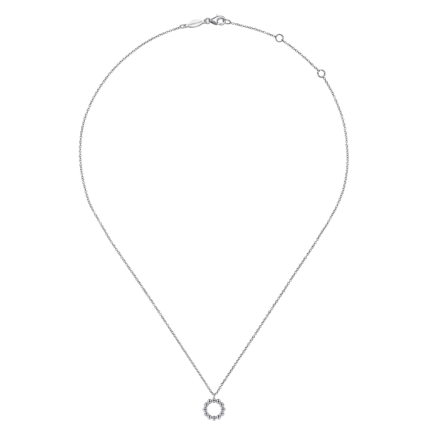 925 Sterling Silver Circle Beaded Necklace