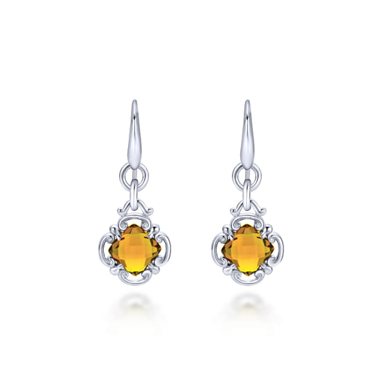 Gabriel - 925 Sterling Silver Citrine Clover Drop Earrings