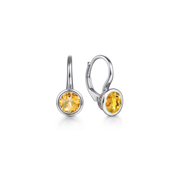 Gabriel - 925 Sterling Silver Citrine Leverback Earrings