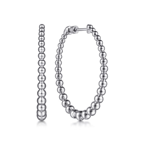 925 Sterling Silver Classic Hoop Earrings, 40mm- Bujukan 925 Sterling Silver Classic Hoop Earrings, 40mm- Bujukan