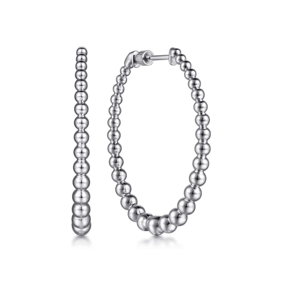 925 Sterling Silver Classic Hoop Earrings,  40mm- Bujukan