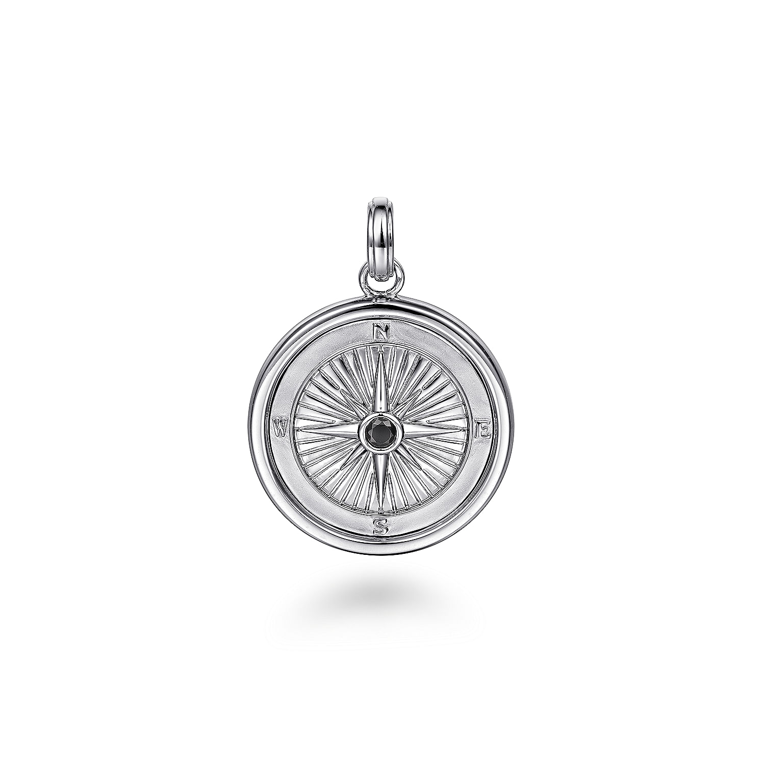 Gabriel - 925 Sterling Silver Compass Pendant with Black Spinel Stone