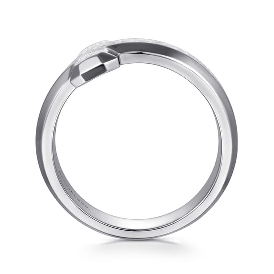 925 Sterling Silver Cross Men's Faceted Ring angle 2