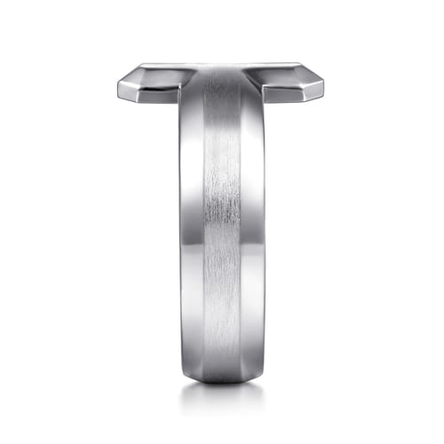 925 Sterling Silver Cross Men's Faceted Ring 925 Sterling Silver Cross Men's Faceted Ring