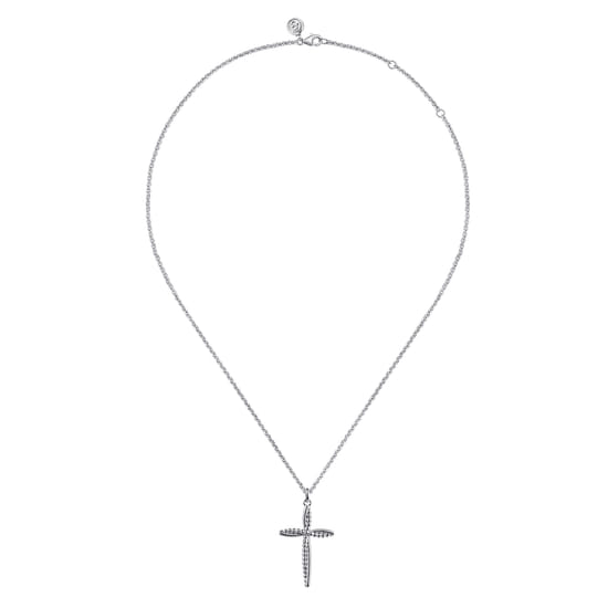 925 Sterling Silver Cross Pendant Necklace-Bujukan angle 2