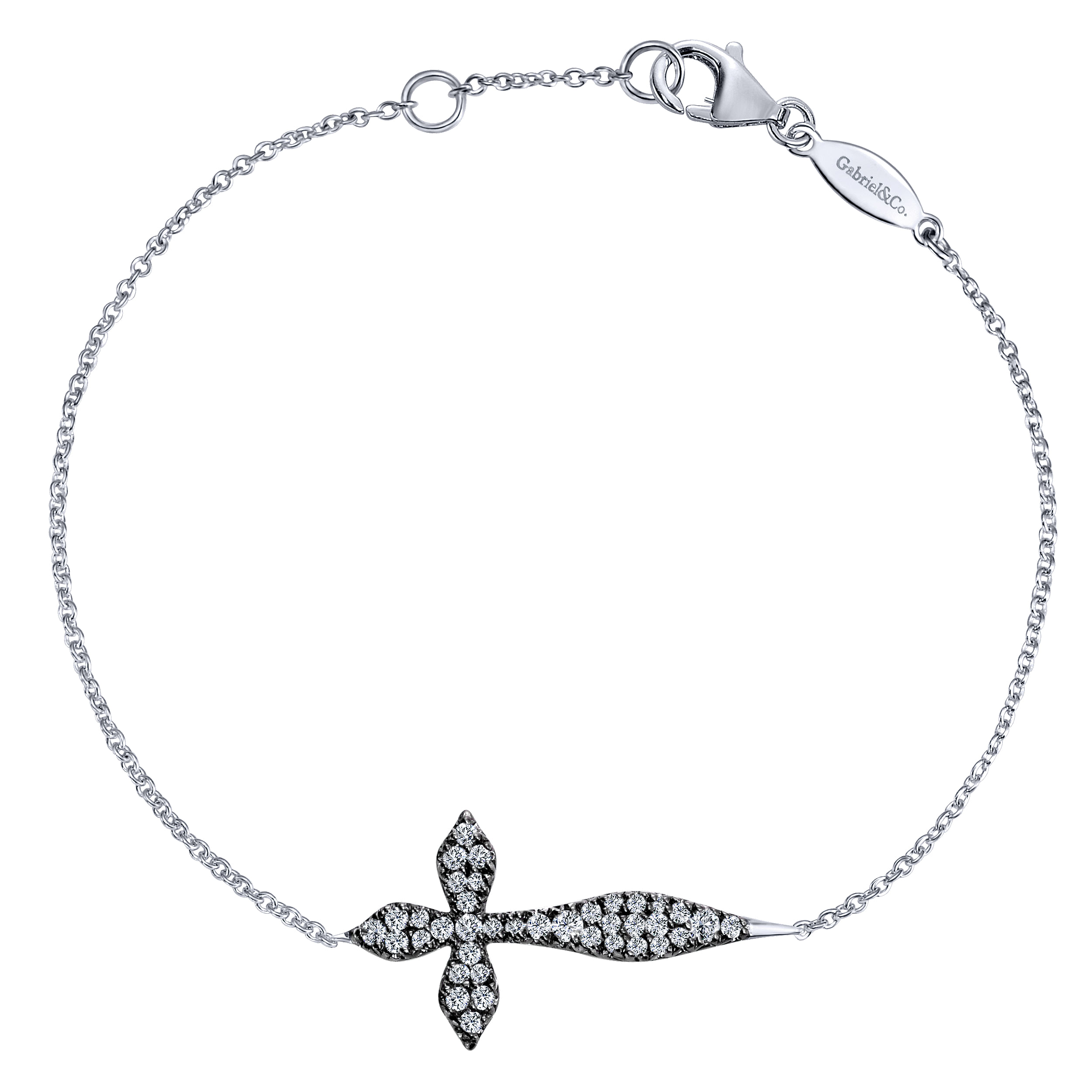 925 Sterling Silver Cross White Sapphire Bracelet