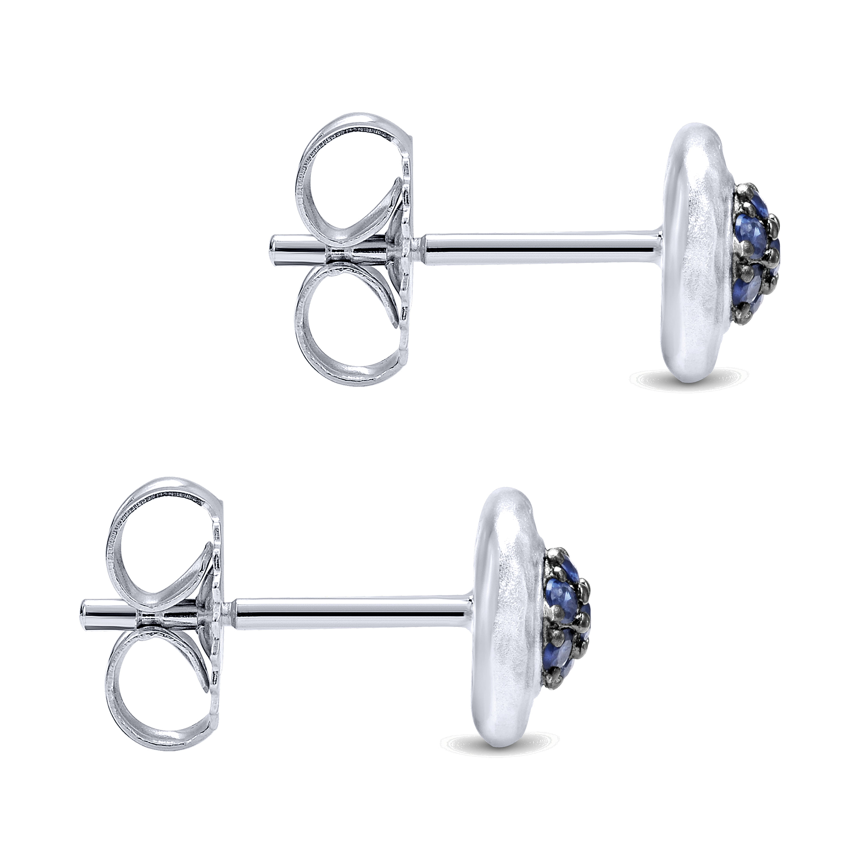 925 Sterling Silver Cushion Cut Sapphire Cluster Stud Earrings