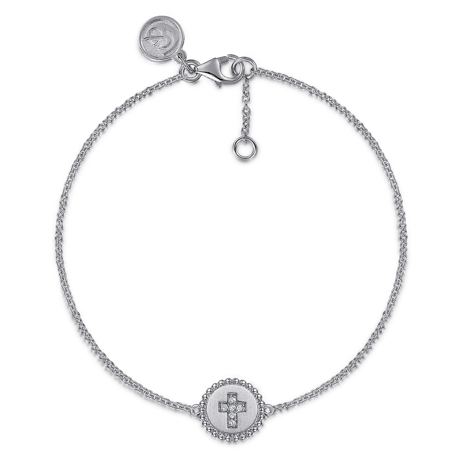 Gabriel - 925 Sterling Silver Diamond Bujukan Cross Bracelet