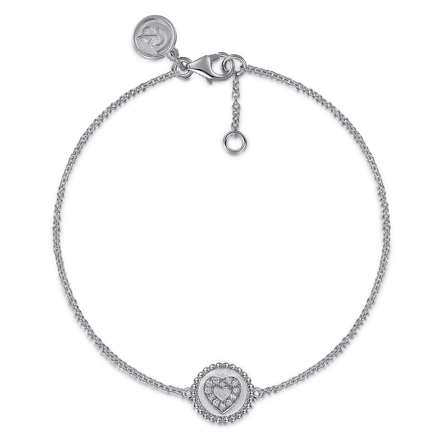Gabriel - 925 Sterling Silver Diamond Bujukan Heart Bracelet
