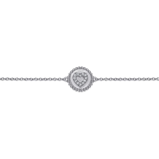 925 Sterling Silver Diamond Bujukan Heart Bracelet angle 2 925 Sterling Silver Diamond Bujukan Heart Bracelet angle 2