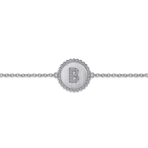 925 Sterling Silver Diamond Bujukan Initial B Bracelet