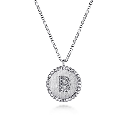 925 Sterling Silver Diamond Bujukan Initial B Necklace