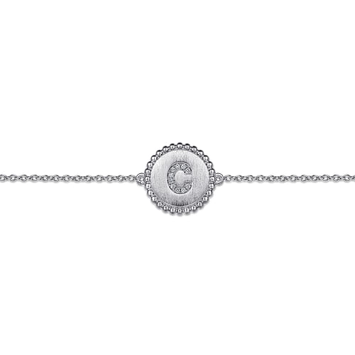 925 Sterling Silver Diamond Bujukan Initial C Bracelet