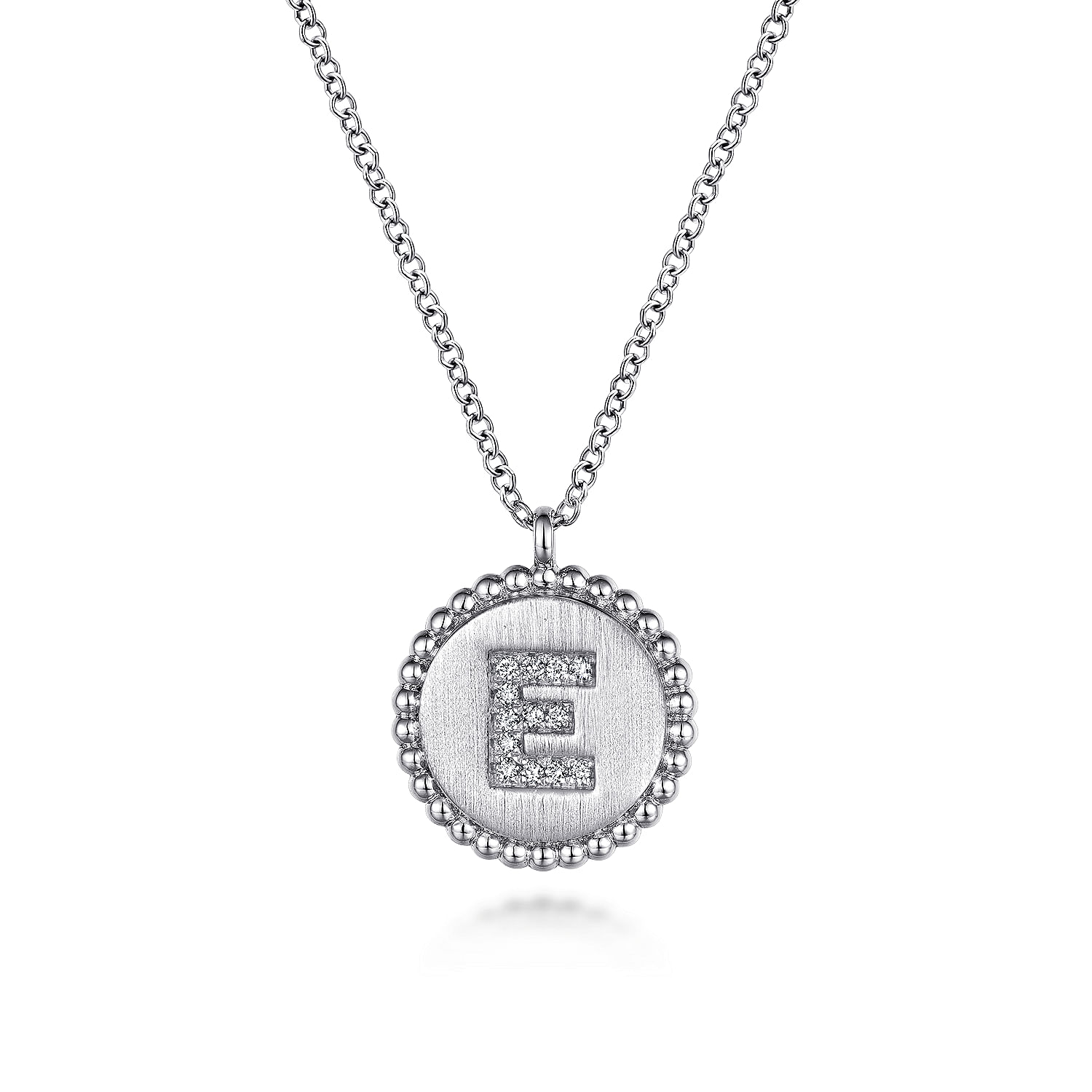 Gabriel - 925 Sterling Silver Diamond Bujukan Initial E Necklace