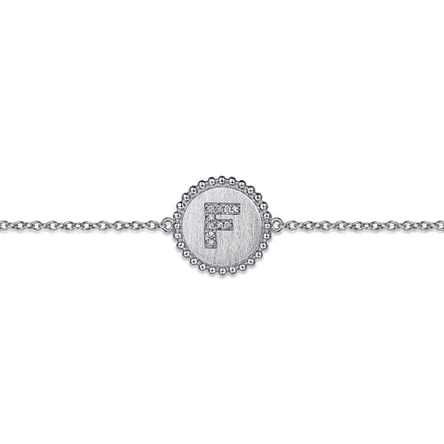 925 Sterling Silver Diamond Bujukan Initial F Bracelet