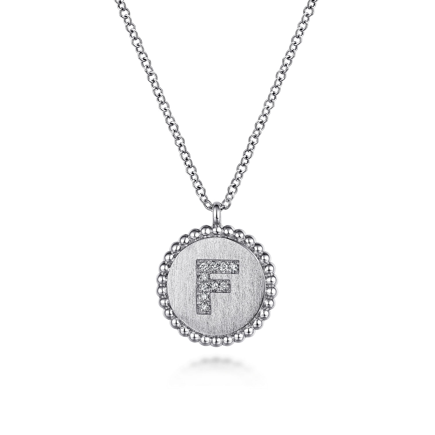 Gabriel - 925 Sterling Silver Diamond Bujukan Initial F Necklace