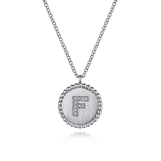 Gabriel - 925 Sterling Silver Diamond Bujukan Initial F Necklace