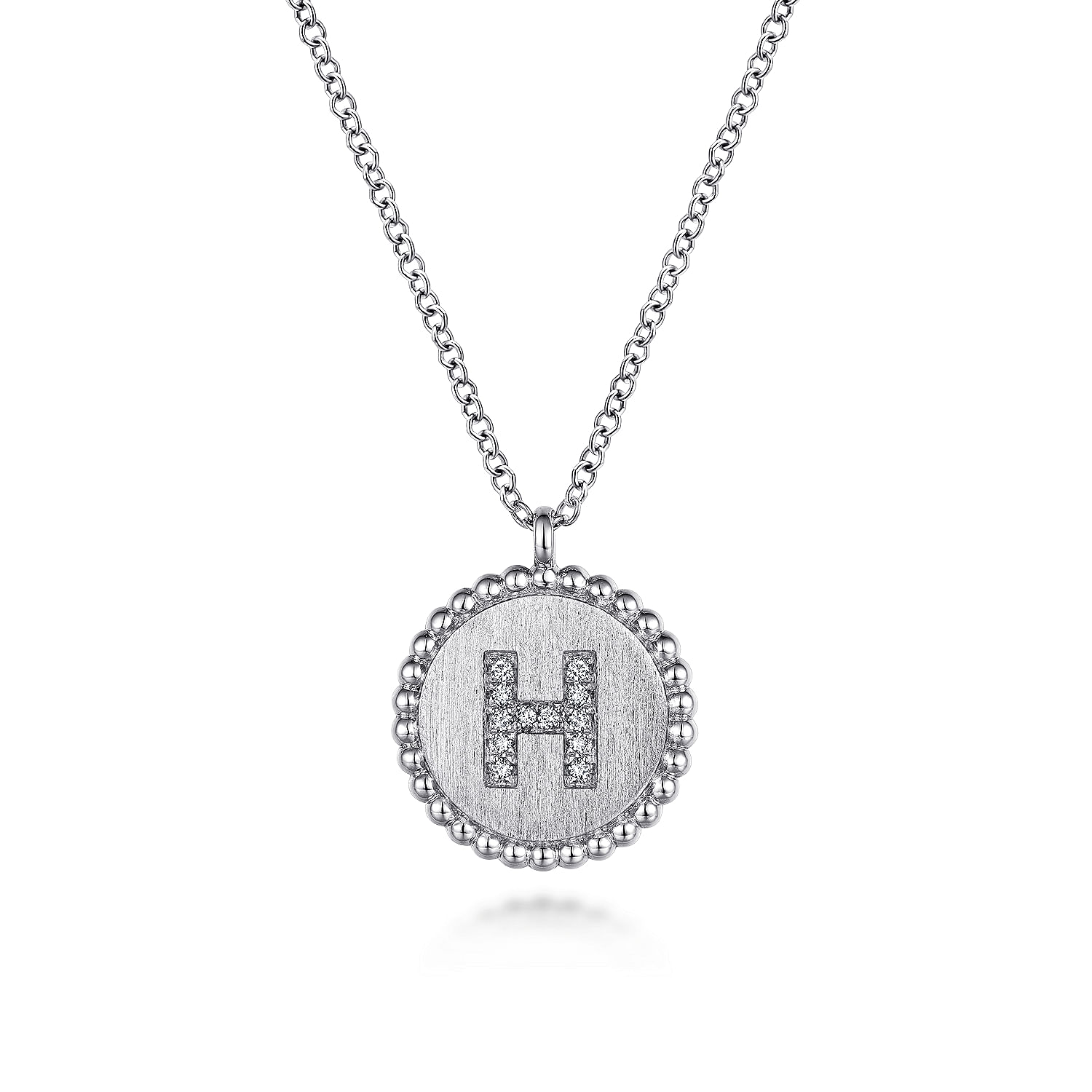 Gabriel - 925 Sterling Silver Diamond Bujukan Initial H Necklace