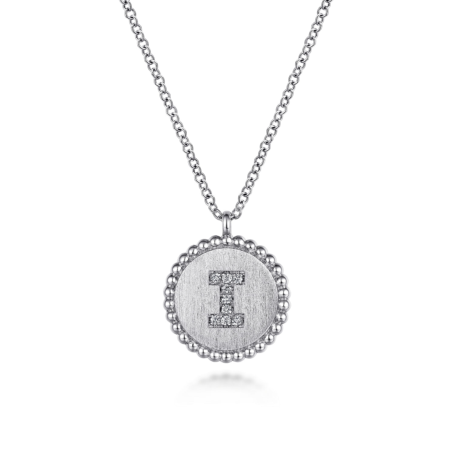 Gabriel - 925 Sterling Silver Diamond Bujukan Initial I Necklace