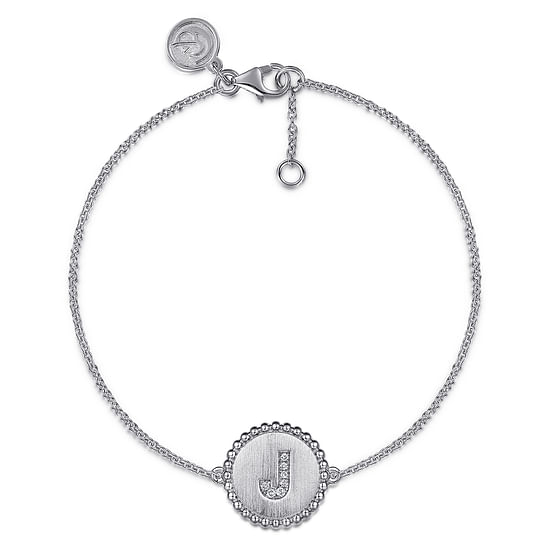 Gabriel - 925 Sterling Silver Diamond Bujukan Initial J Bracelet