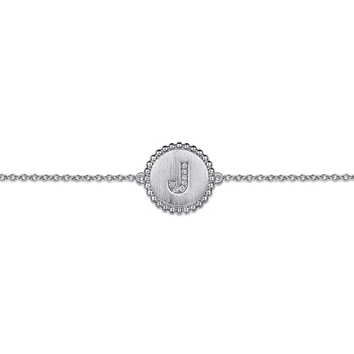 925 Sterling Silver Diamond Bujukan Initial J Bracelet