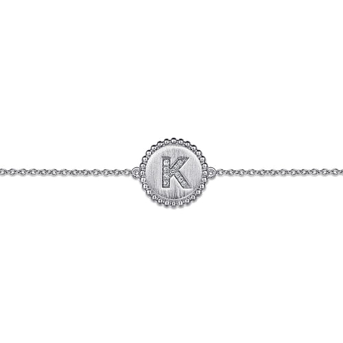 925 Sterling Silver Diamond Bujukan Initial K Bracelet