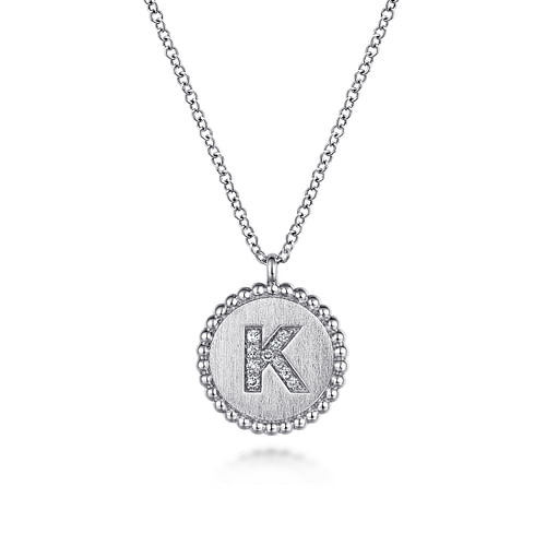 925 Sterling Silver Diamond Bujukan Initial K Necklace