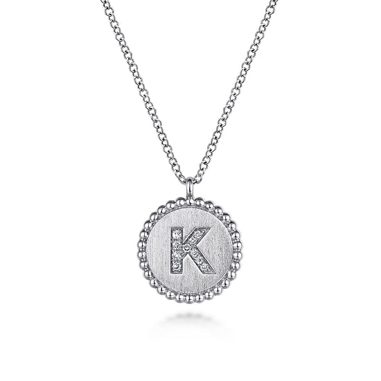 Gabriel - 925 Sterling Silver Diamond Bujukan Initial K Necklace